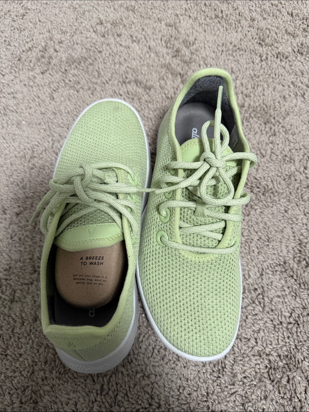 Allbirds Light Green Women's Knit Lace-Up Sneakers Size US 7 - Picture 5 of 8